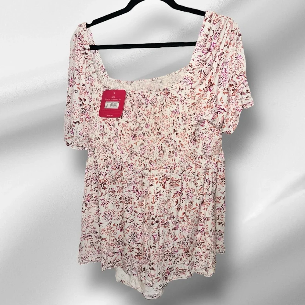 ⭐️New with tags ⭐️ Isabel Maternity Elow Sleeve Smocked Maternity top size XXL - Picture 2 of 4